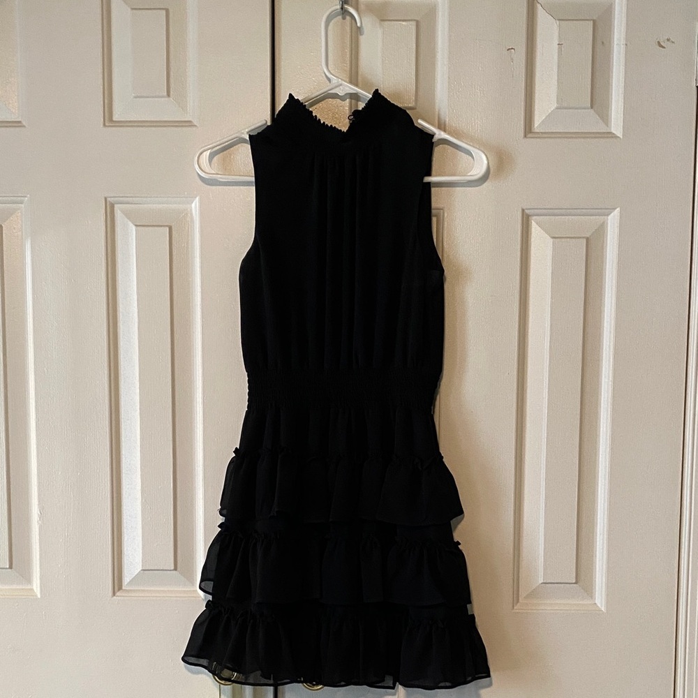 STATE Black Ruffled Mini Dress